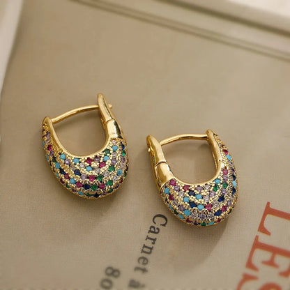 Sparkling Silver Dangle Diamond Hoop Earrings - Fesara