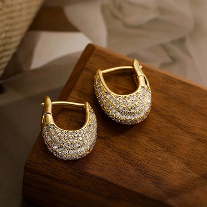 Sparkling Silver Dangle Diamond Hoop Earrings