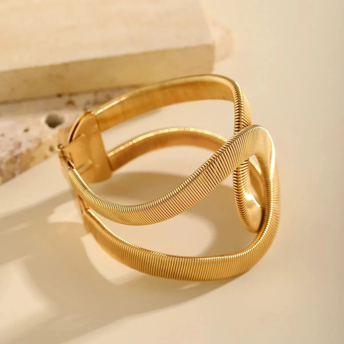 Bold Twist Cuff Bangle Bracelet