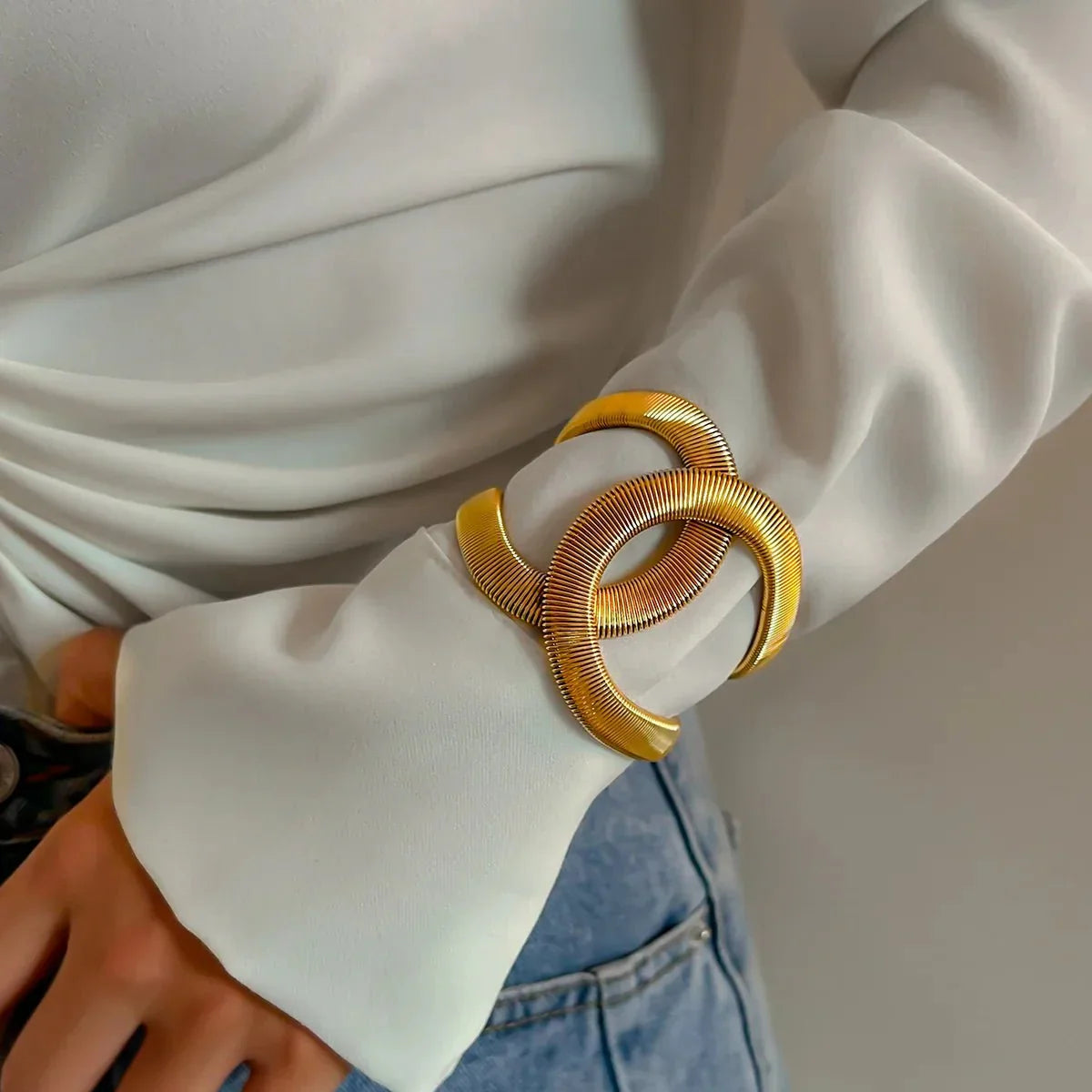 Bold Twist Cuff Bangle Bracelet