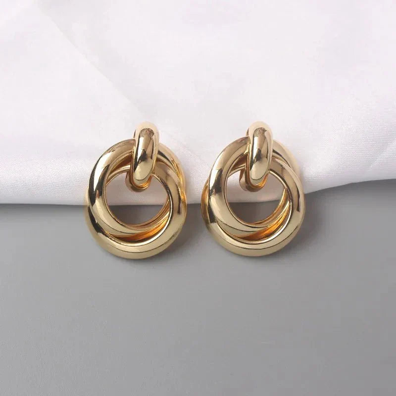 Round Woven Geometric Circle Earrings