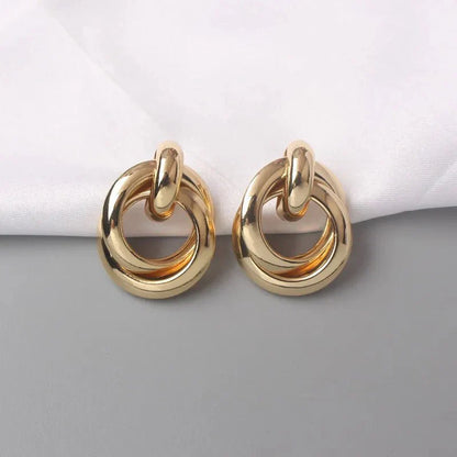 Round Woven Geometric Circle Earrings