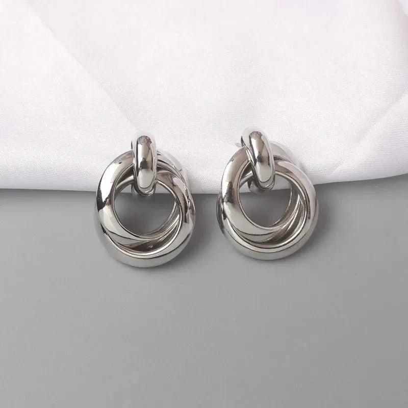 Round Woven Geometric Circle Earrings