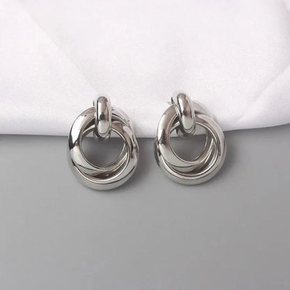 Round Woven Geometric Circle Earrings
