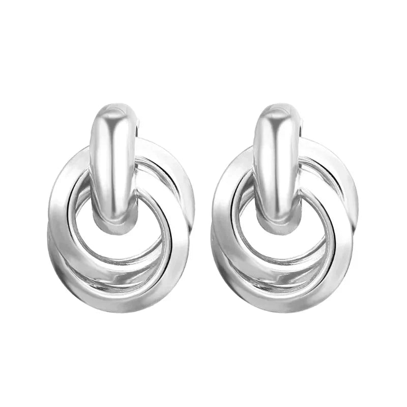 Round Woven Geometric Circle Earrings