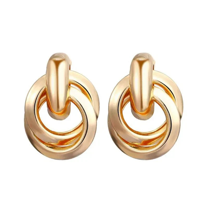 Round Woven Geometric Circle Earrings