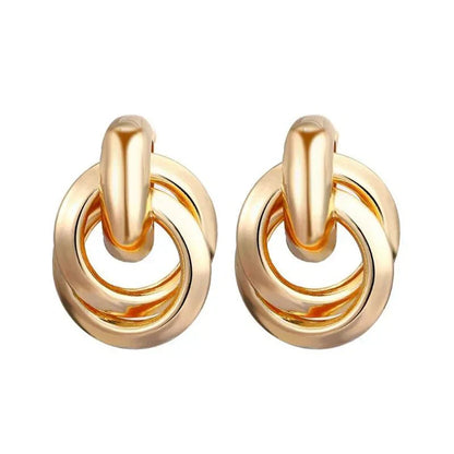 Round Woven Geometric Circle Earrings