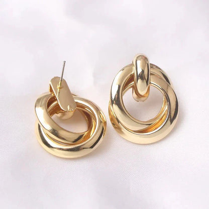 Round Woven Geometric Circle Earrings