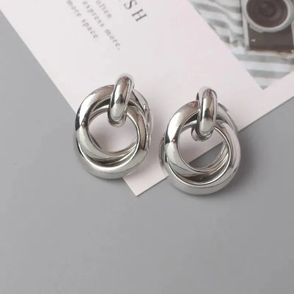Round Woven Geometric Circle Earrings