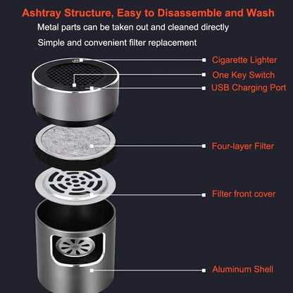 Compact Electric Smokeless Ashtray with HEPA Filter