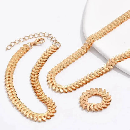 Elegant Ocean Jewelry Set with Necklace, Bracelet, and Ring