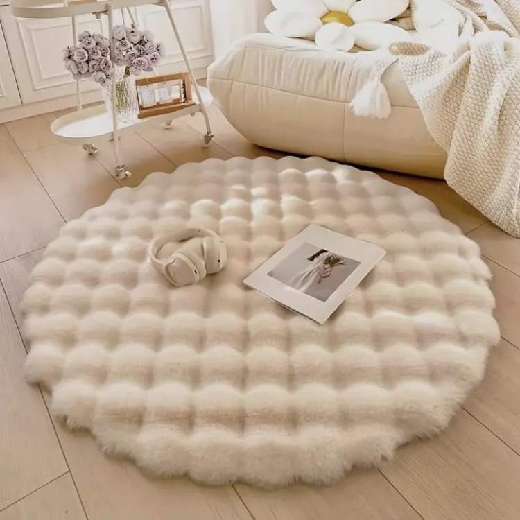 Plush Faux Fur Circular Mat - Fesara