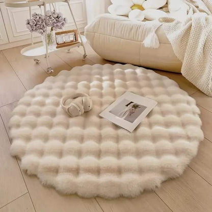 Plush Faux Fur Circular Mat - Fesara