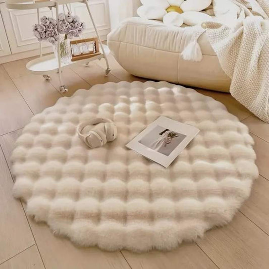 Plush Faux Fur Circular Mat - Fesara