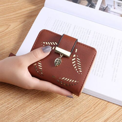 Luxury PU Leather Wallet with Leaf Accent