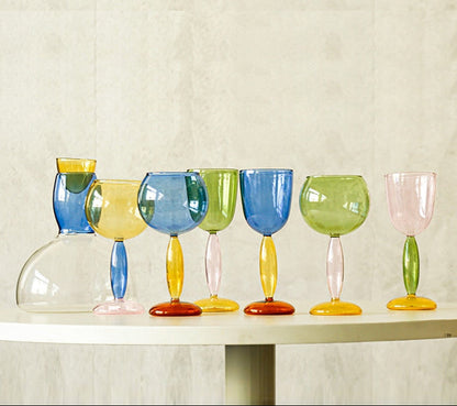 Colorful Glass Pitcher and Cup Set by Phillips