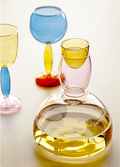 Colorful Glass Pitcher and Cup Set by Phillips