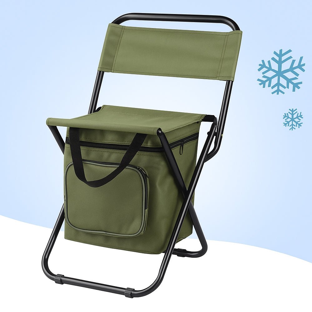 Portable Folding Camp Chair with Cooler & Storage Compartment