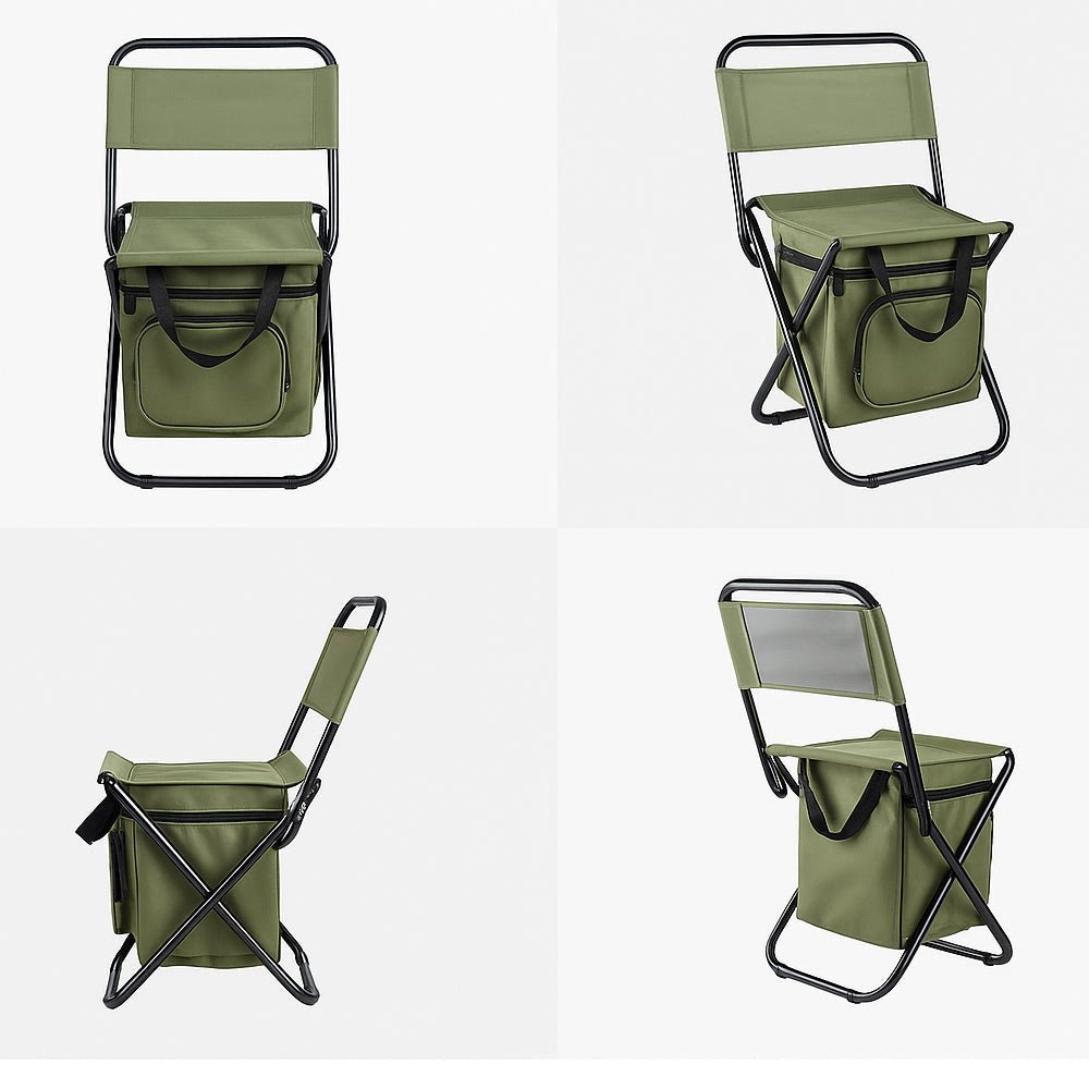 Portable Folding Camp Chair with Cooler & Storage Compartment