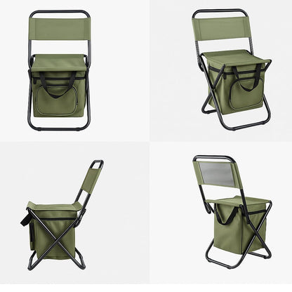 Portable Folding Camp Chair with Cooler & Storage Compartment