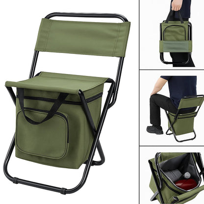Portable Folding Camp Chair with Cooler & Storage Compartment