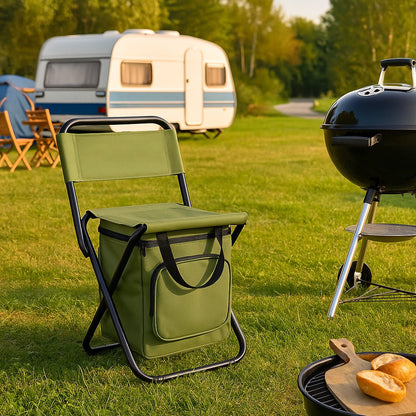 Portable Folding Camp Chair with Cooler & Storage Compartment