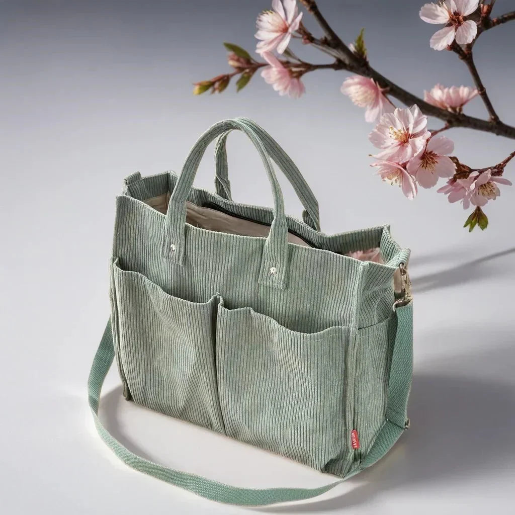 Rustic Chic Corduroy Tote Bag