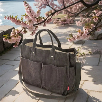 Rustic Chic Corduroy Tote Bag