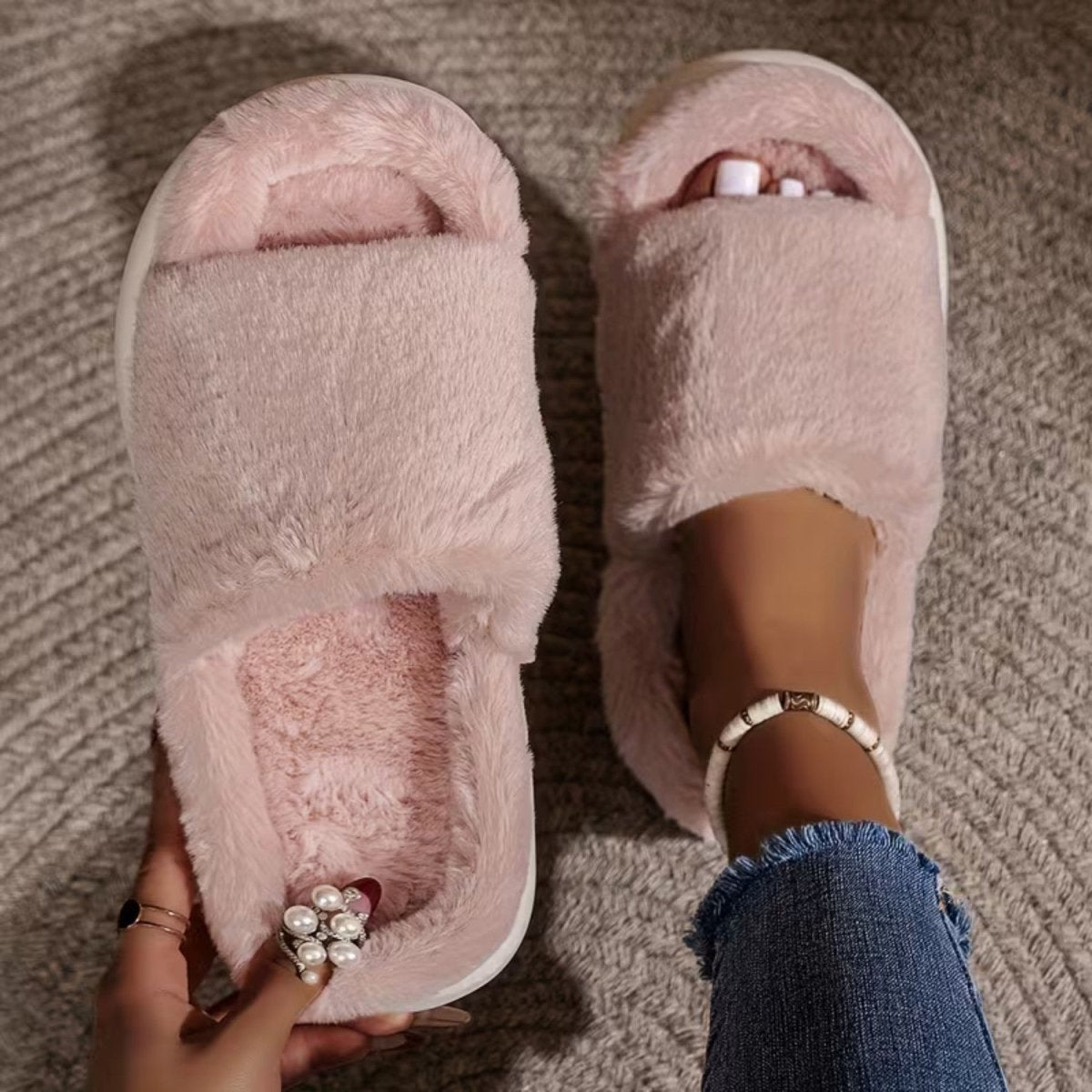 Cozy Fluffy Faux Furry Slippers for Women - Slippers - Wild Eye Vision