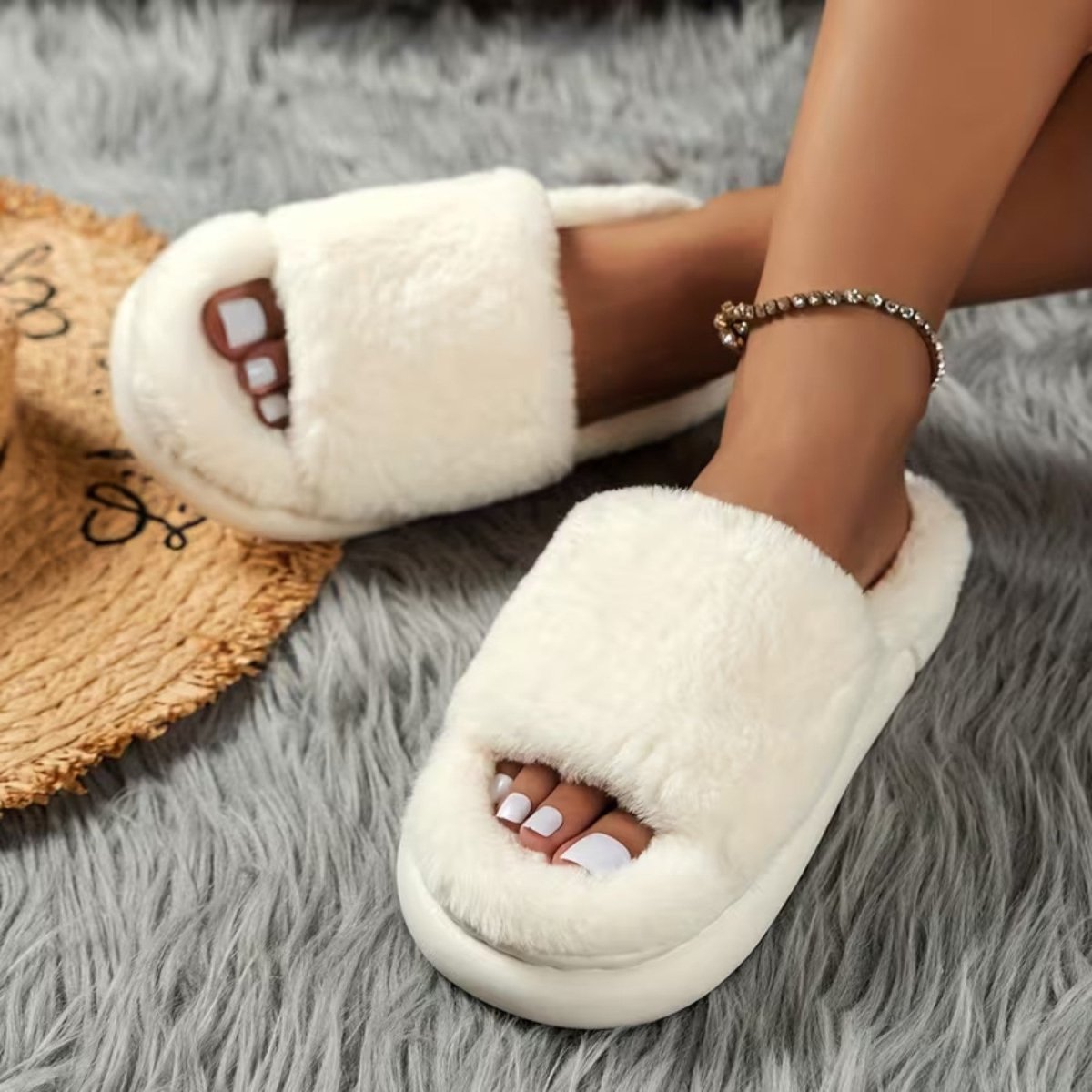 Cozy Fluffy Faux Furry Slippers for Women - Slippers - Wild Eye Vision
