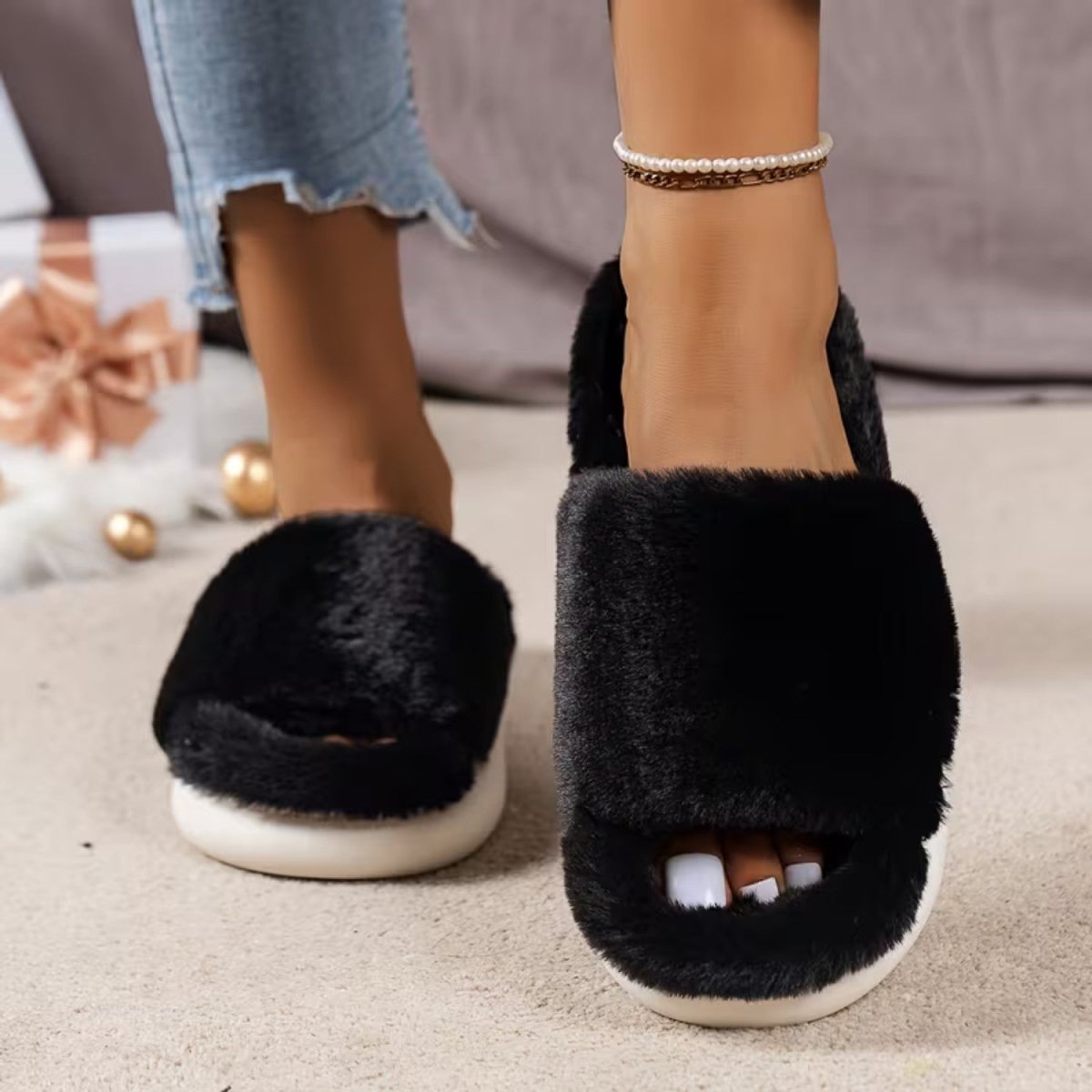 Cozy Fluffy Faux Furry Slippers for Women - Slippers - Wild Eye Vision
