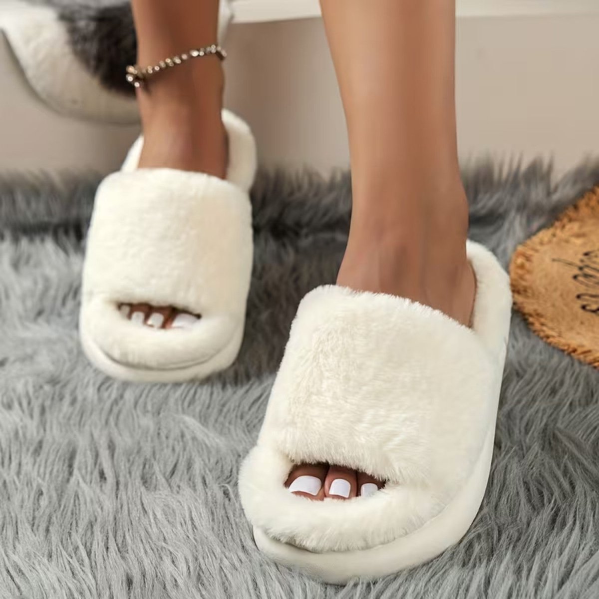 Cozy Fluffy Faux Furry Slippers for Women - Slippers - Wild Eye Vision