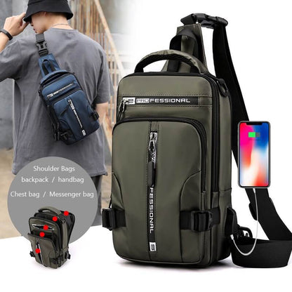 Secure Water Resistant Crossbody Purse, USB Charger Bag