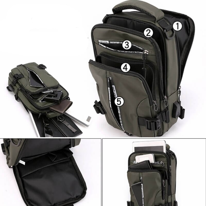 Waterproof Crossbody Purse with USB Charge and Multiple Pockets
