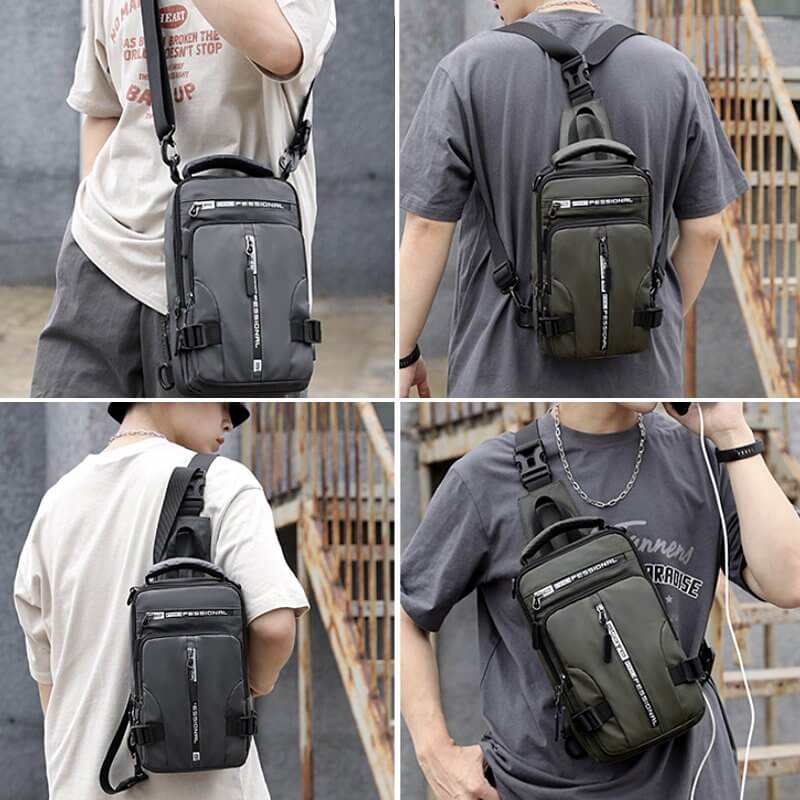 Waterproof Crossbody Purse with USB Charge and Multiple Pockets