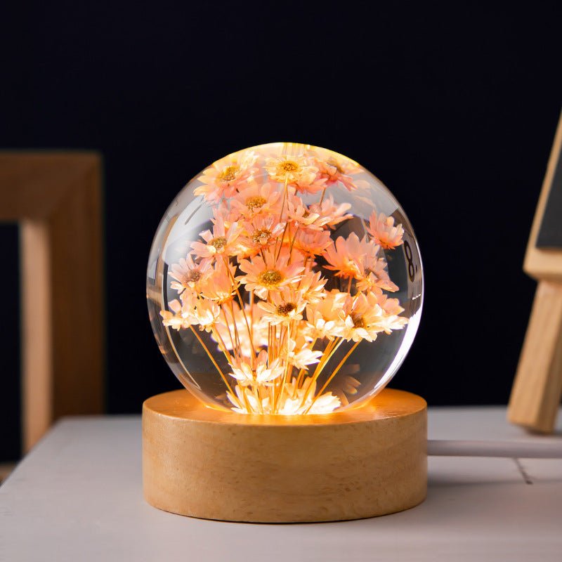 Beautiful Crystal Ball Table Lamp Floral Design