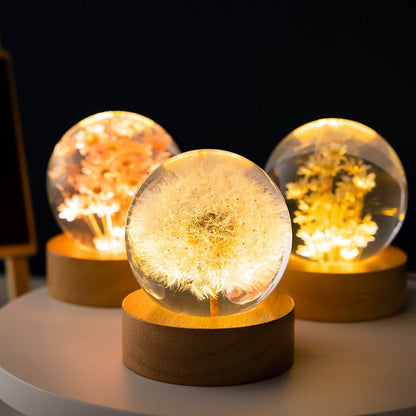Beautiful Crystal Ball Table Lamp Floral Design