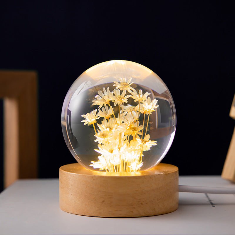 Beautiful Crystal Ball Table Lamp Floral Design