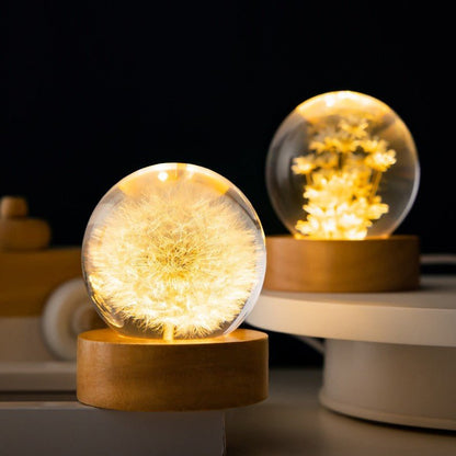 Beautiful Crystal Ball Table Lamp Floral Design