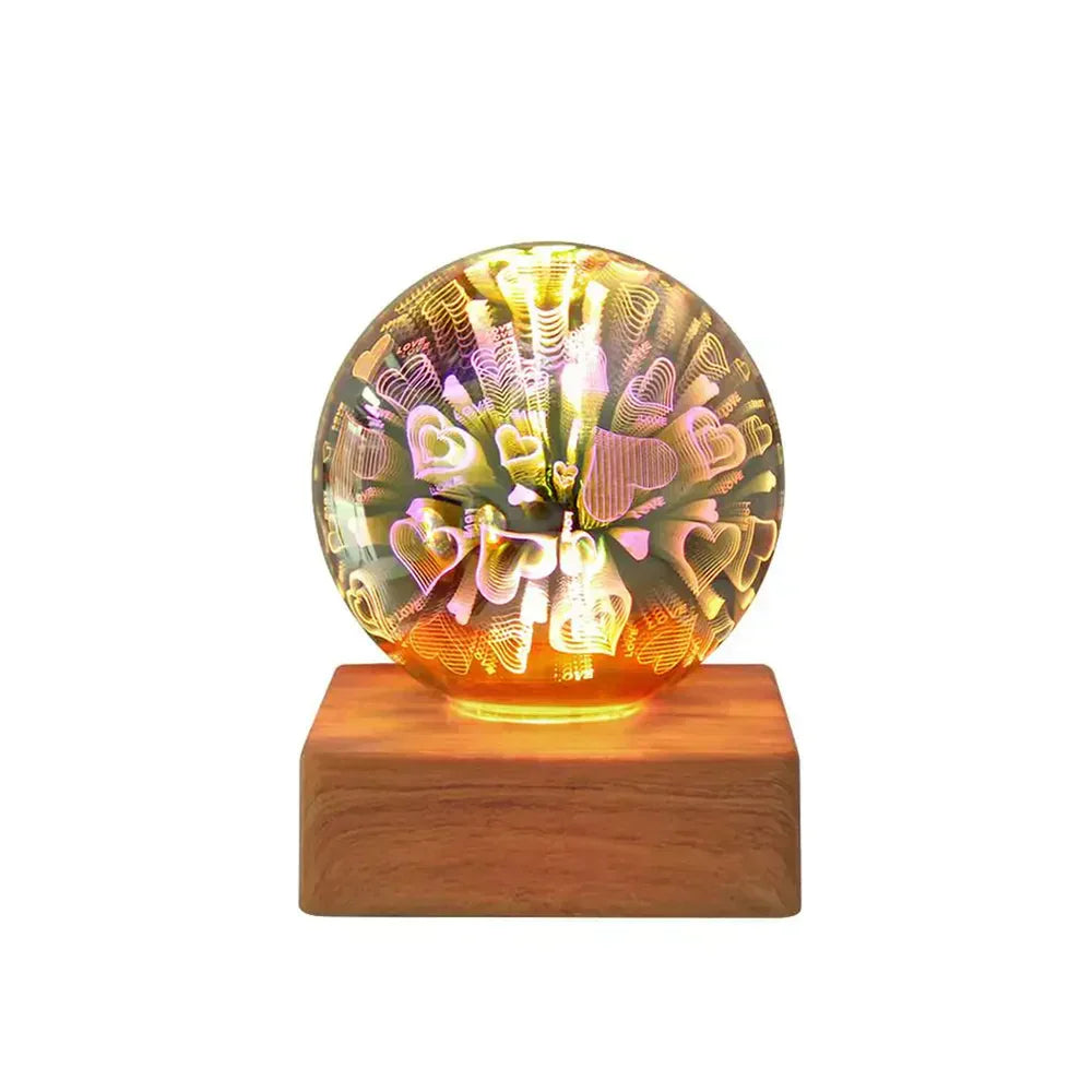Sparkling Glass Globe Table Lamp with Colorful Fireworks Effect
