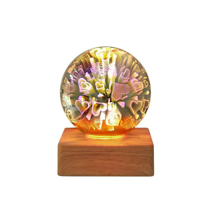 Sparkling Glass Globe Table Lamp with Colorful Fireworks Effect