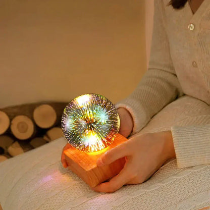 Sparkling Glass Globe Table Lamp with Colorful Fireworks Effect