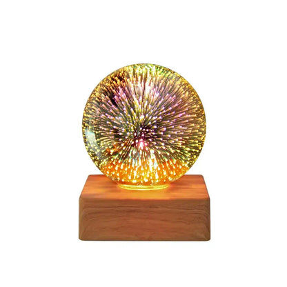 Sparkling Glass Globe Table Lamp with Colorful Fireworks Effect - Fesara