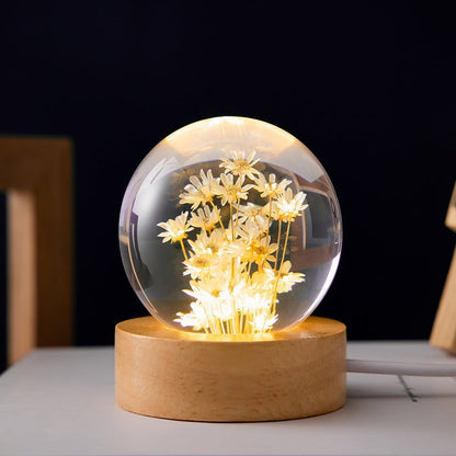 Beautiful Glass Ball Table Lamp with Floral Design