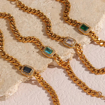 Luxury Square Diamond Chain Choker Necklace Set