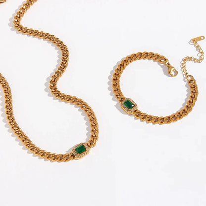 Luxury Square Diamond Chain Choker Necklace Set