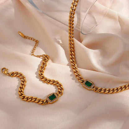 Luxury Square Diamond Chain Choker Necklace Set