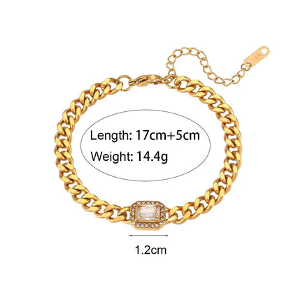 Luxury Square Diamond Chain Choker Necklace Set