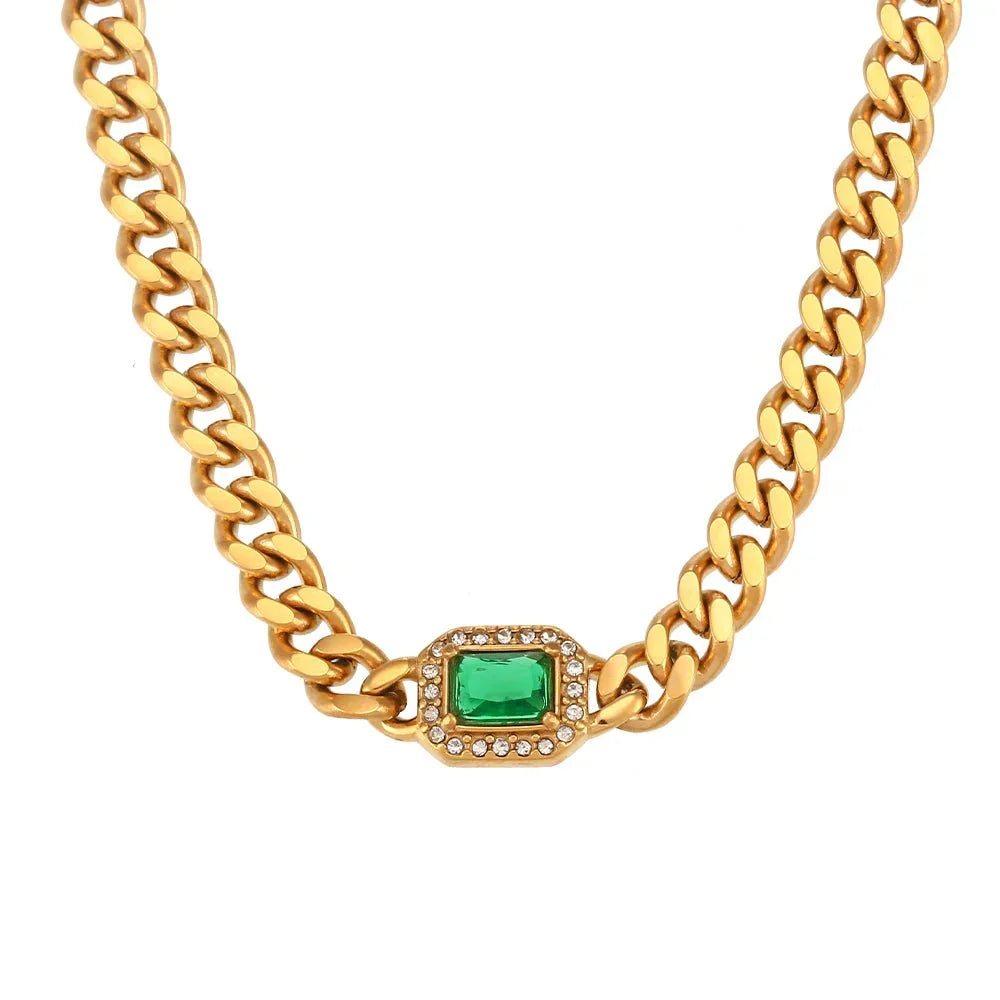 Luxury Square Diamond Chain Choker Necklace Set - Fesara