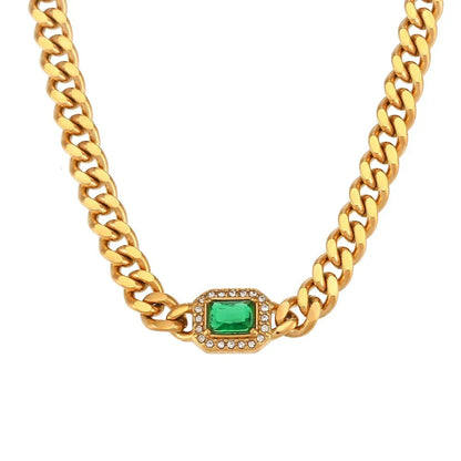 Luxury Square Diamond Chain Choker Necklace Set - Fesara